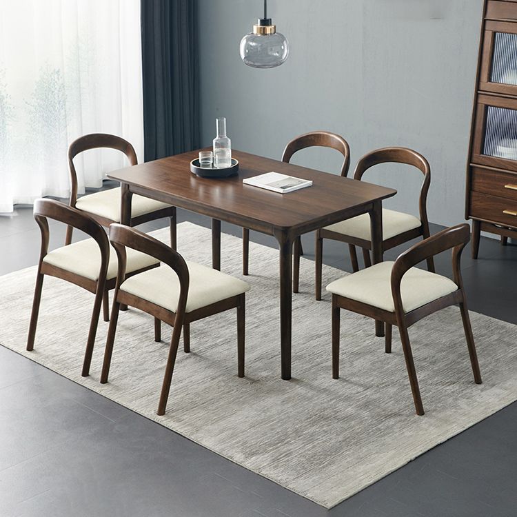 Rectangle Hickory Wooden Dining Table Modern Table in Nature with 4 Legs