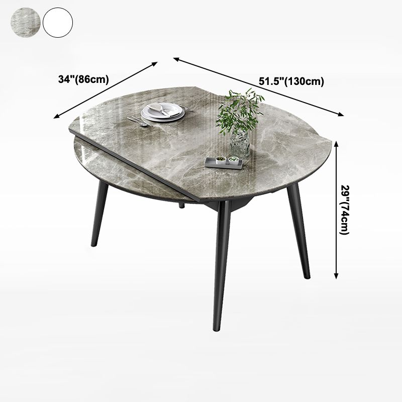 Round Extendable Stone Dining Site Table Contemporary 51.2'' Dinette Table