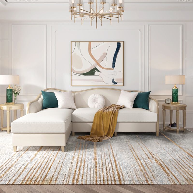 French Country Faux Leather Sofa with Ottoman Included in Wood