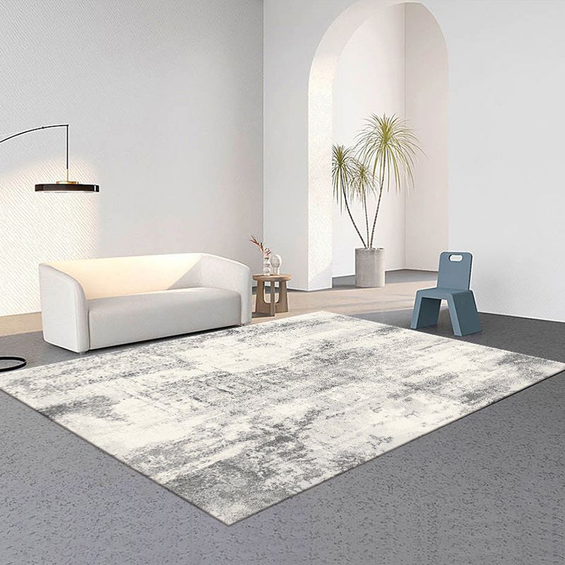 Grey Modern Rug Polyester Graphic Area Rug Non-Slip Backing Indoor Rug for Living Room