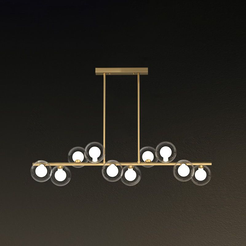 Postmodern LED Island Light Aymage Bubbles Pendant Lampe avec une teinte en verre transparent et blanche