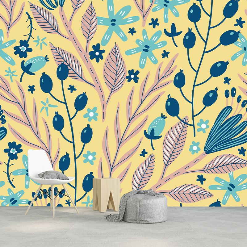 Illustration Stain Resistant Wallpaper Plant Decoration Living Room Wall Mural