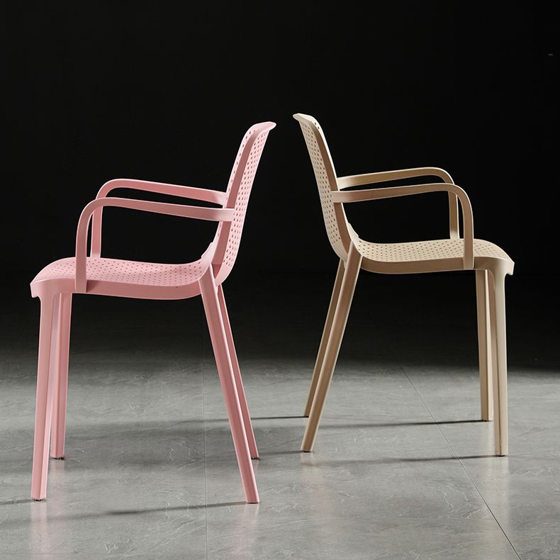 Modern Plastic Contemporary Kitchen Chair Arm Solid Back Dining Room Chair