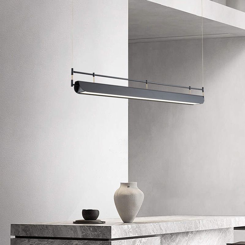 Black Modern Pendant Light Rectangle Shape Island Light with Acrylic Shade for Living Room