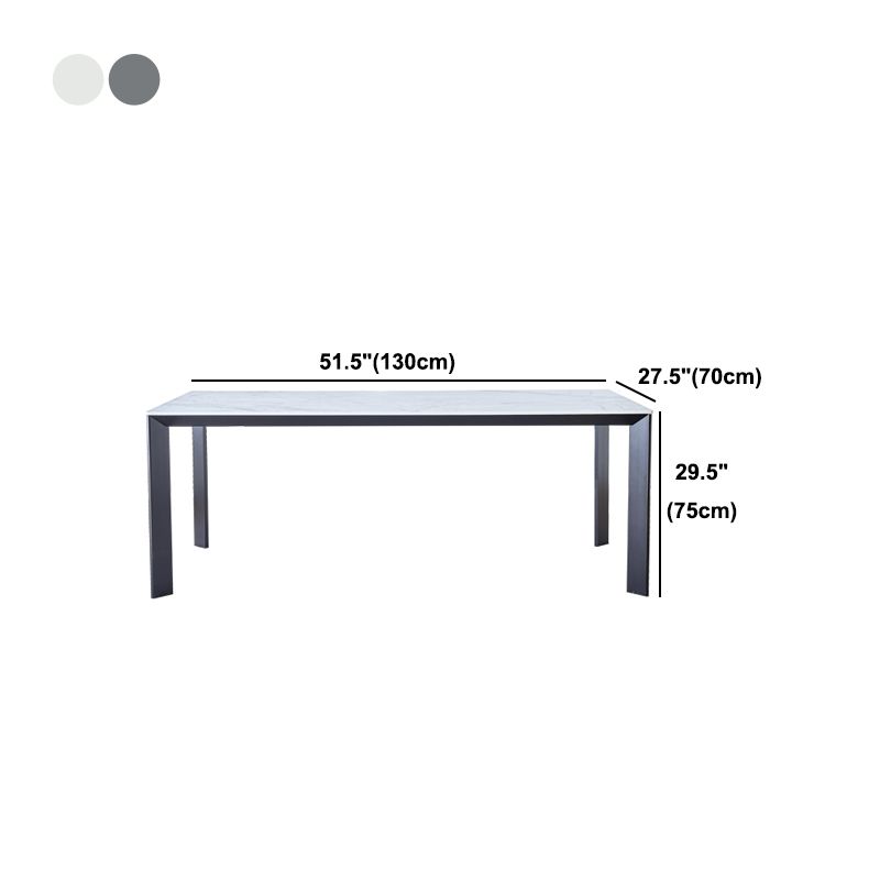 Rectangle Stone Dining Table Contemporary Metal 4 Legs Dining Table