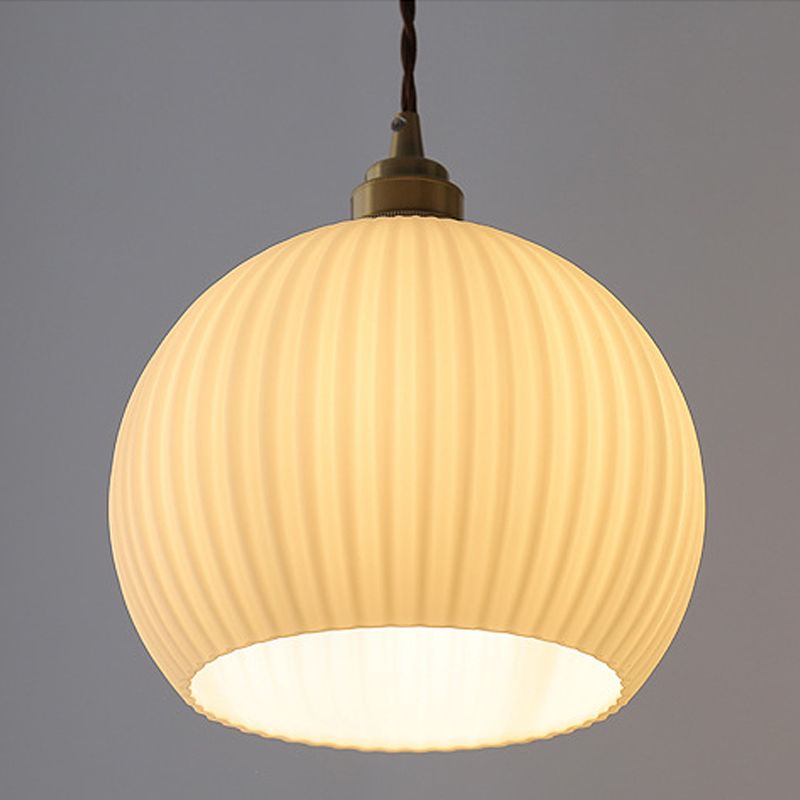 Modern Minimalism Spherical Hanging Light Ceramics 1 Light Pendant Lamp for Restaurant