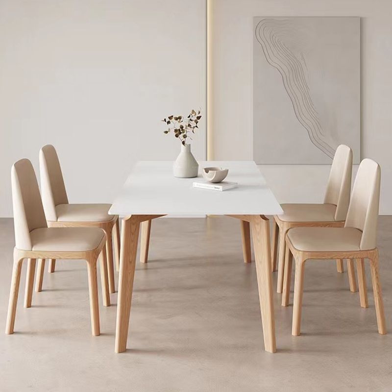 Modern 1/2/4/5/6/7 Pieces Dining Table Set Stone Rectangle Furniture in White
