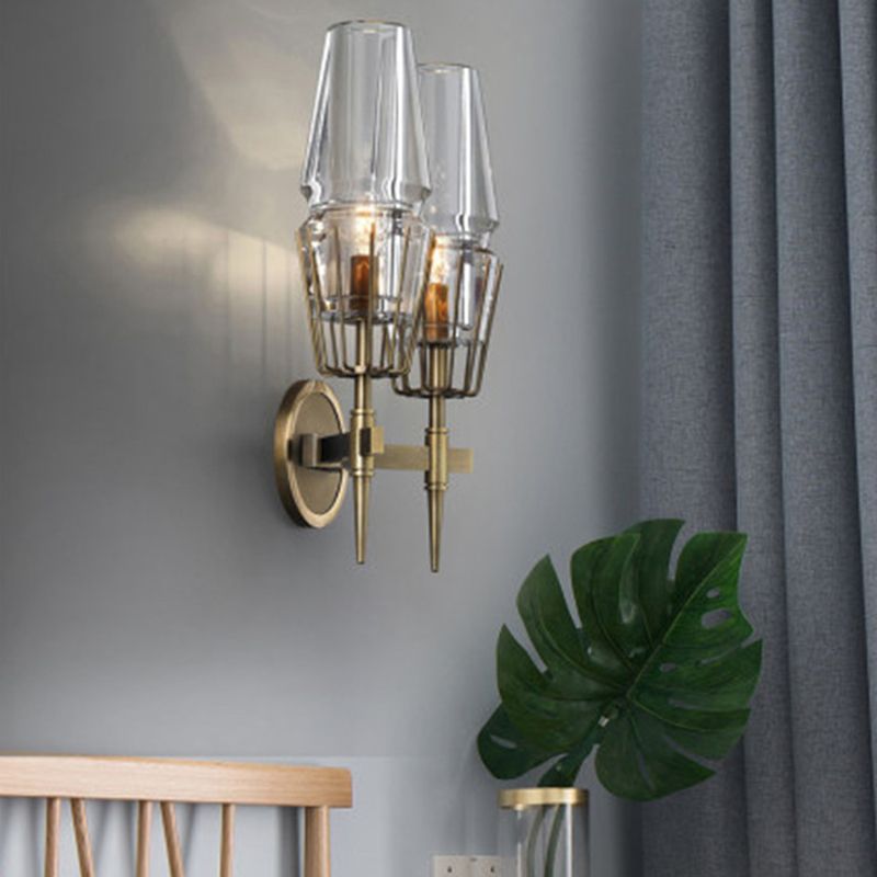 Metal Geometric Shape Wall Light Modern Style Multi Lights Wall Light Sconce in Brass