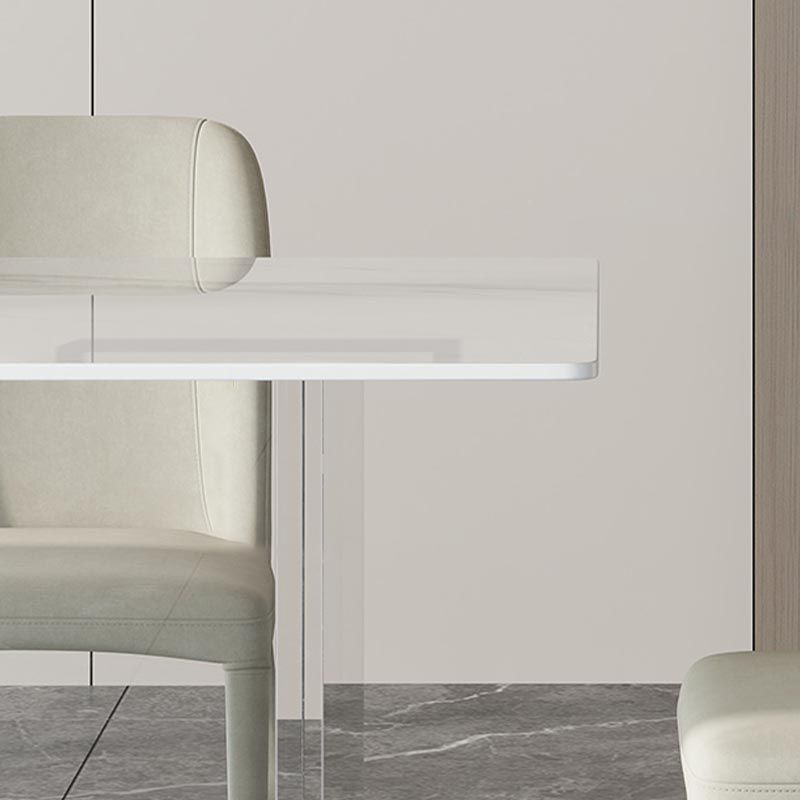 Stone Top Dining Table Modern Rectangle Dining Table with Sled Base