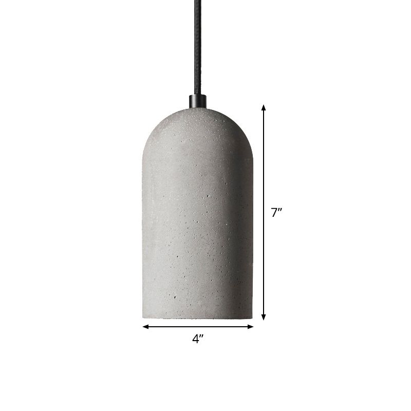 Elongated Dome Cement Down Lighting Factory 1 Bulb Living Room Pendant Ceiling Light in Grey