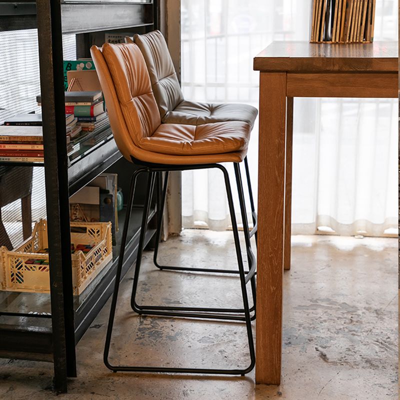 Modern PU Upholstery Bar Stool Low Back Arm-less Counter-height Indoor Stool