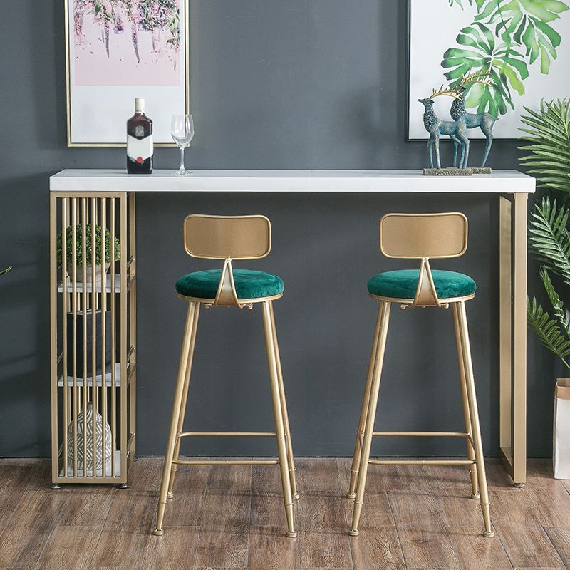 Glam Style Rectangle Bar Table Solid Wood Bar Dining Table with Storage