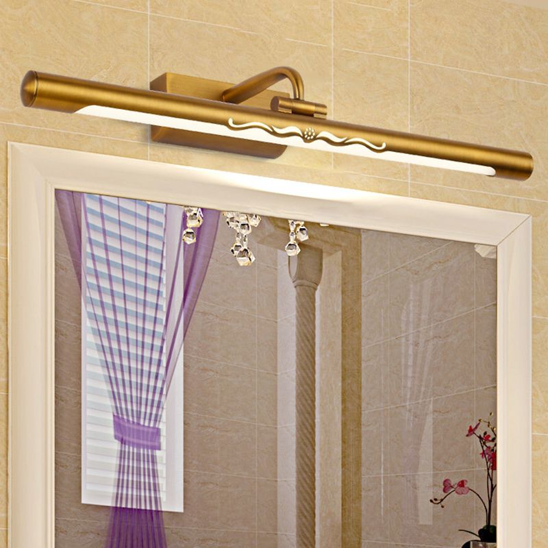 Waterproof Linear LED Wall Light Metal Antique Brass Vanity Neutral Light for Dressing Room