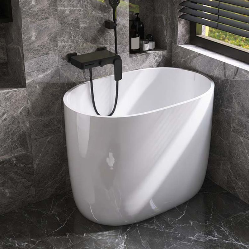 Modern Acrylic Ellipse White Bathtub Back to Wall with Drain Bath Tub