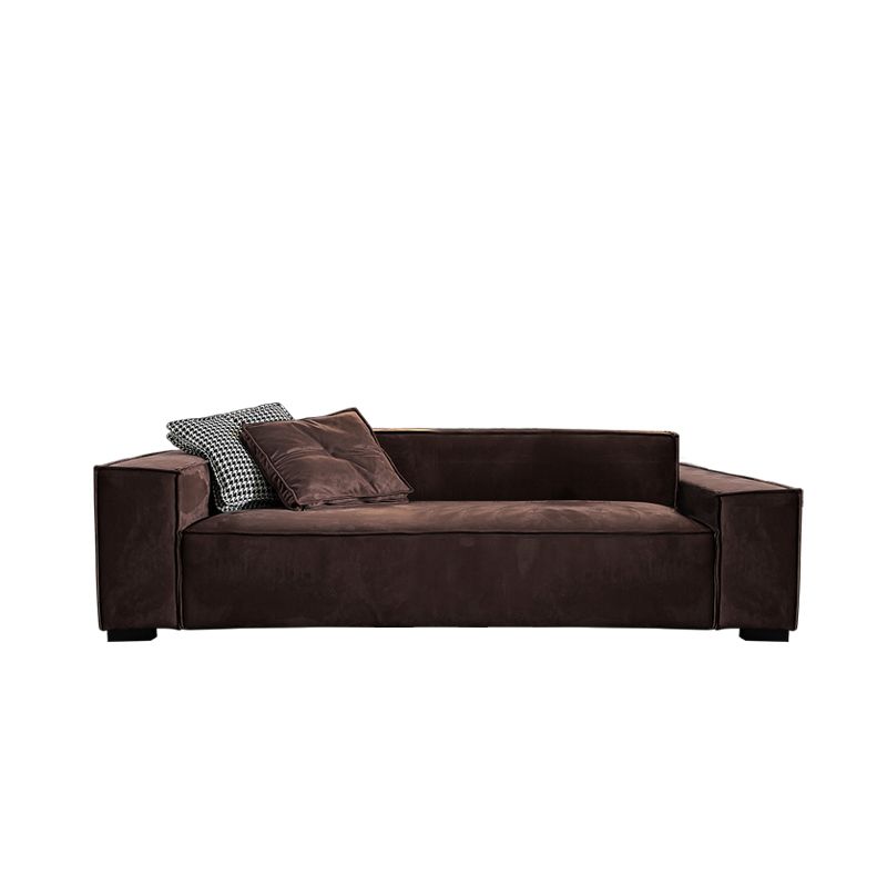 Divano contemporaneo resistente ai graffi da 25,6 "H tessuto stretto di divano a braccio quadrato, marrone scuro