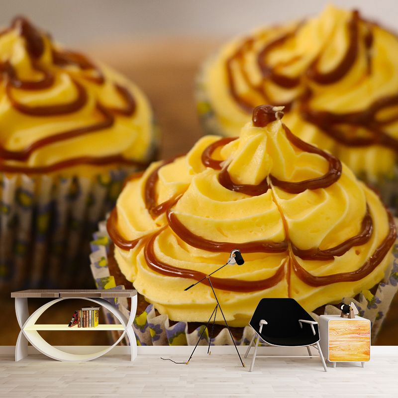 Small Desserts Wall Paper Murals Contemporary Style for Cake Shop, Water Resistant