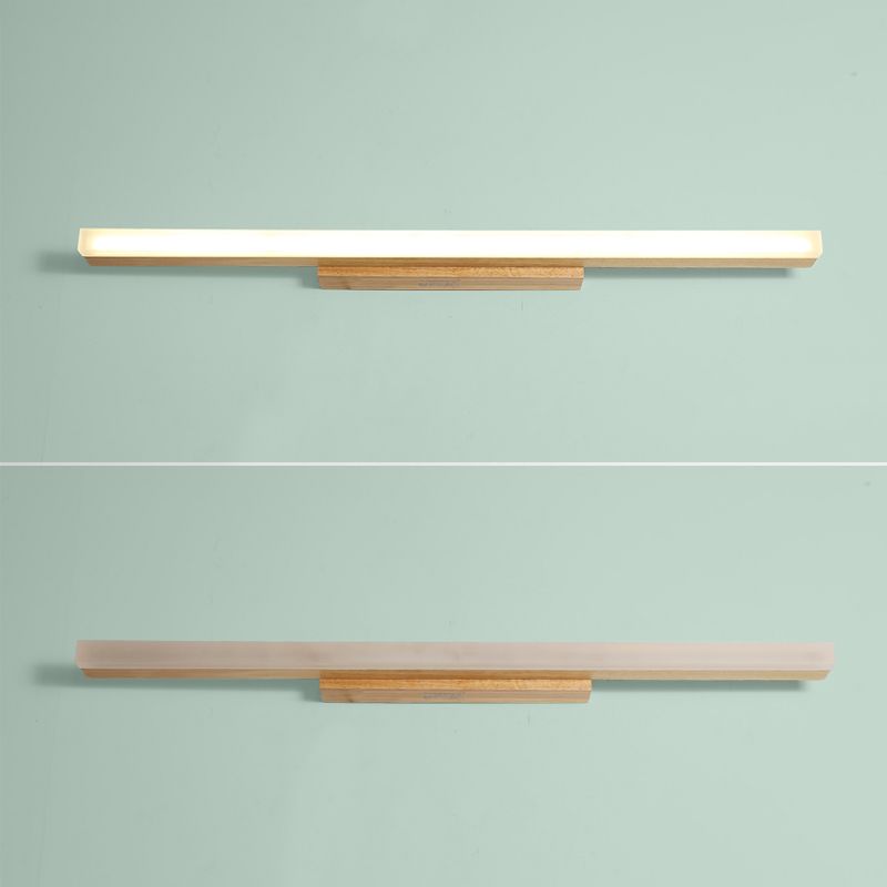 Metal Linear Shade Mirror Wall Lights Modern 1 Head Wall Mount Fixture in Brown