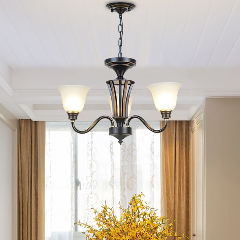 Modern Pendent Light Glass Chandeliers in Black and Gold for Dining Room