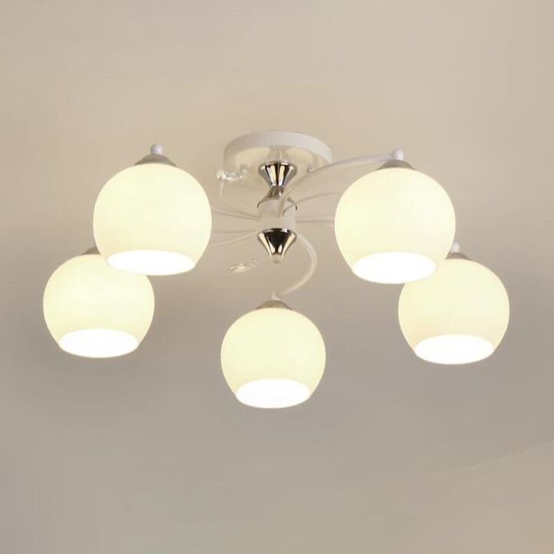 Lámpara de montaje de semi raspadilla de sala de estar de estilo moderno de techo de techo de techo de tono de cúpula