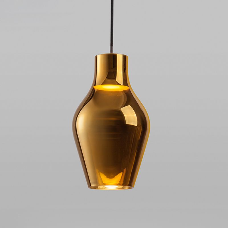 Urn Hanging Light Contemporary Gold Glass 1 Head Pendant Lighting Fixture, 6.5"/8.5" Wide