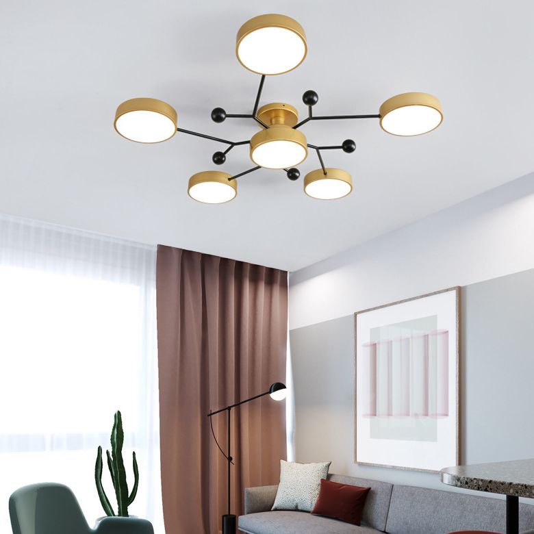 Molecular LED Semiflush Monte Light Macaron Style Metallo Living Camera Soffitto Luce
