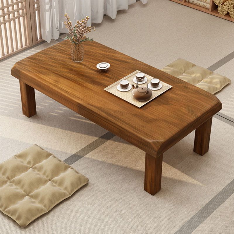 4 Legs Rectangular Wood Coffee Table in Brown of 17.7 Inches High