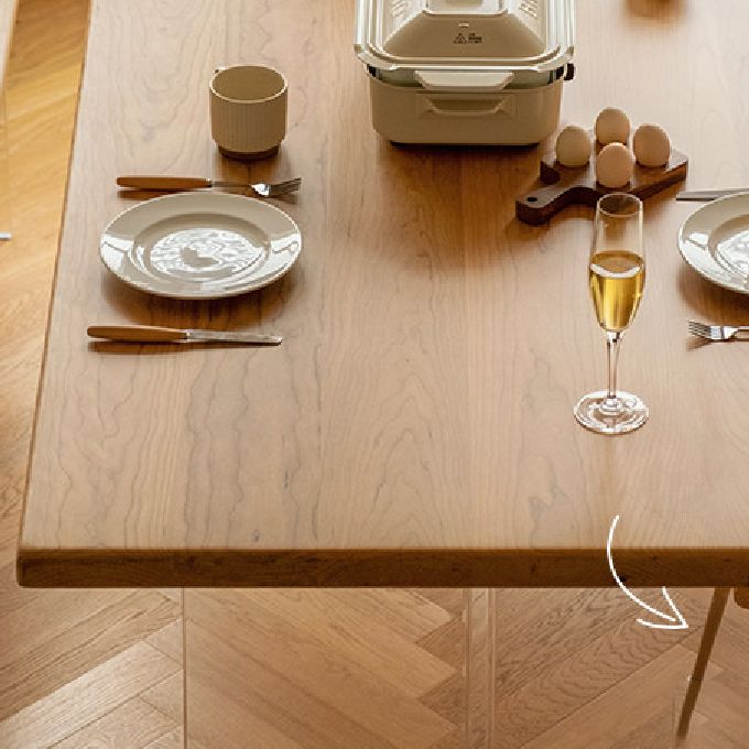 Rectangle Acrylic Base Dining Table Modern Wood Table for Kitchen