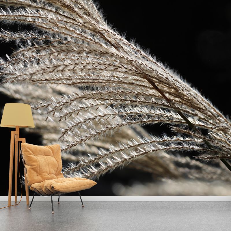 Customized Reed Grass Wall Mural Stain Resistant for Living Room Decor