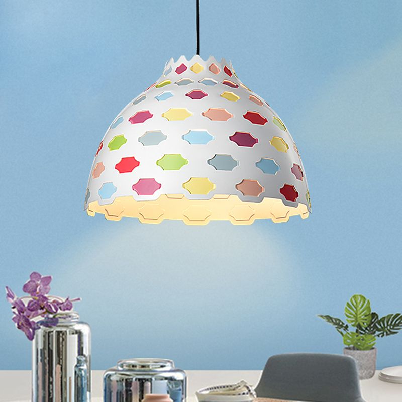 Hemisphere Metal Hanging Lighting Modernism 1 Bulb Multi-Color Ceiling Pendant Light