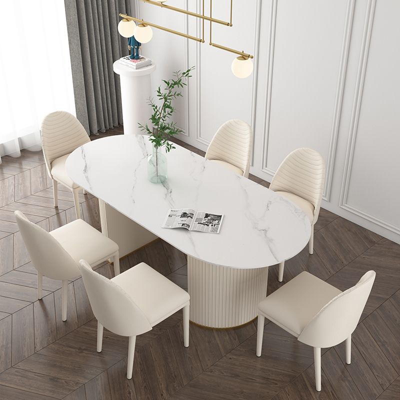 Traditional Luxury Dining Table Oval Dining Table with Double Pedestal Base