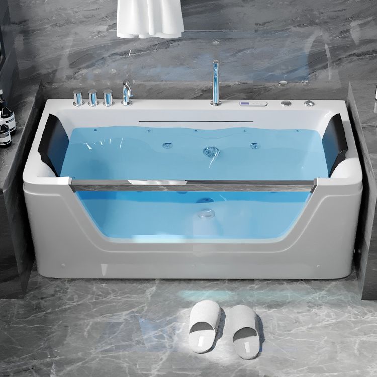 Stand Alone White Bathtub Acrylic Rectangular Modern Center Bath