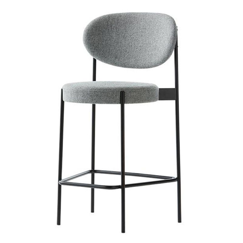Contemporary Metal Barstool Fabric Stool Low Back in Matte Finish with 4 Legs