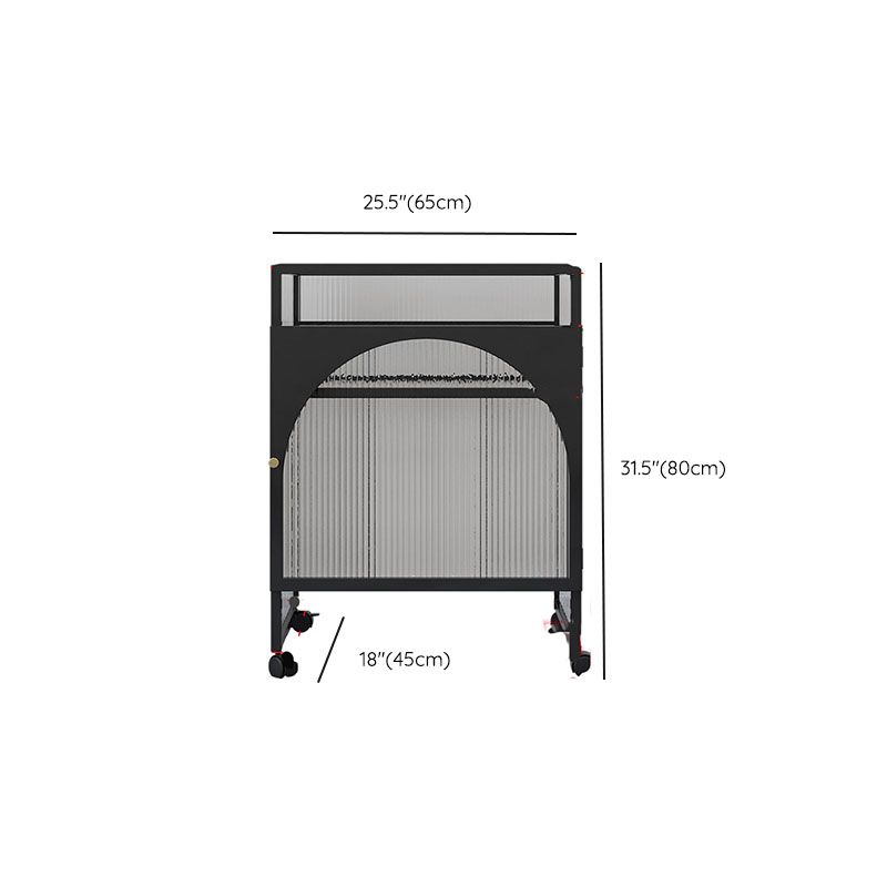 Knobs Scratch Resistant Modern Iron Accent Cabinet with Glass Top
