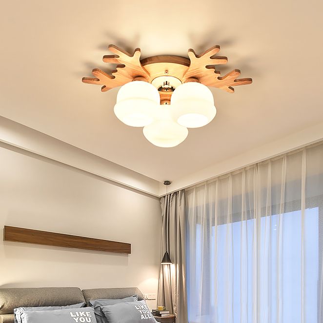 Antler Shape Flush Light Modern Style Glass 1/3/5/7 Lights Flush Ceiling Light in White