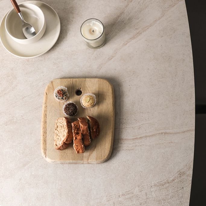 Modern Rectangle Ceramic Top Dining Table with Wood Legs for Living Room