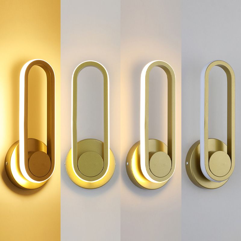 Simplicidad moderna Luz de pared ovalada Luz de pared de aluminio de aluminio Fixes para dormitorio