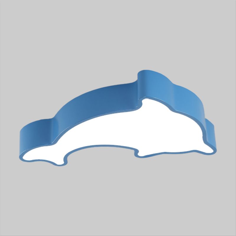 Acrylic Dolphin Ceiling Mounted Light Cartoon Green/Blue/Red LED Flushmount Lighting for Children Room