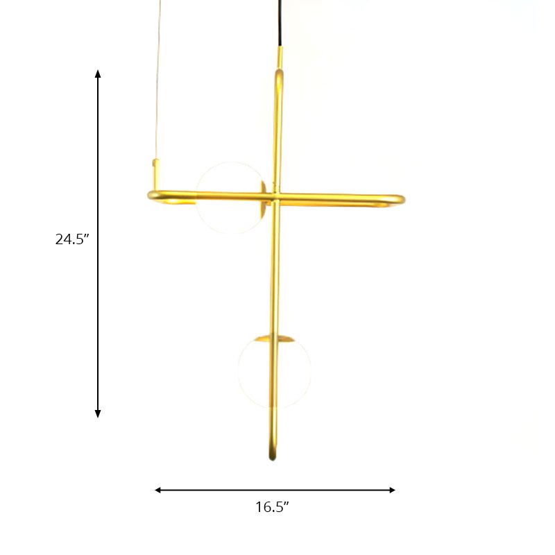 Gold Crossed Rectangle Drop Light 2/3/4 LUMILES POST MODERN METAL PROSIBLE CHANDELIER