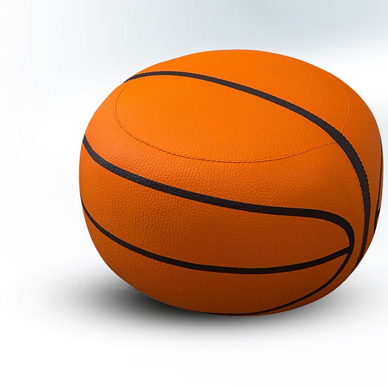 Geometric Print Ottoman Pouf Scratch Resistant Specialty Faux Leather Ottoman