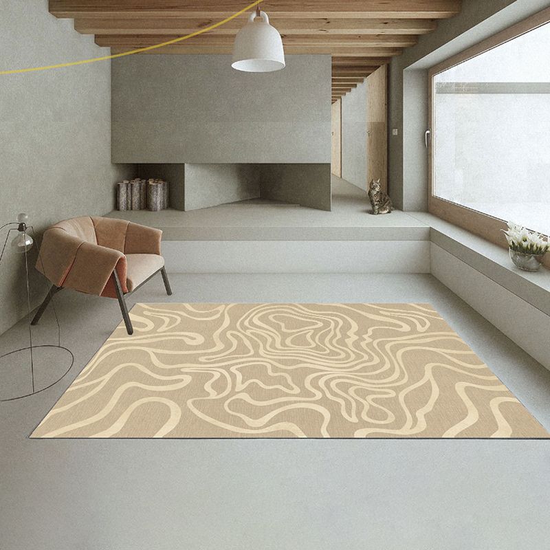 Modern Indoor Rug Stripe Print Carpet Polyester Non-Slip Backing Area Carpet for Living Room