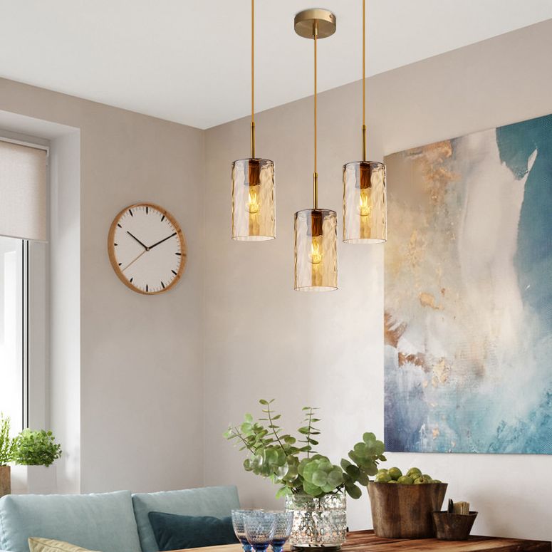 Flipped Glaszylindrische Tropfenlampe Minimalist 1 Glühmessing -Pendelleuchte