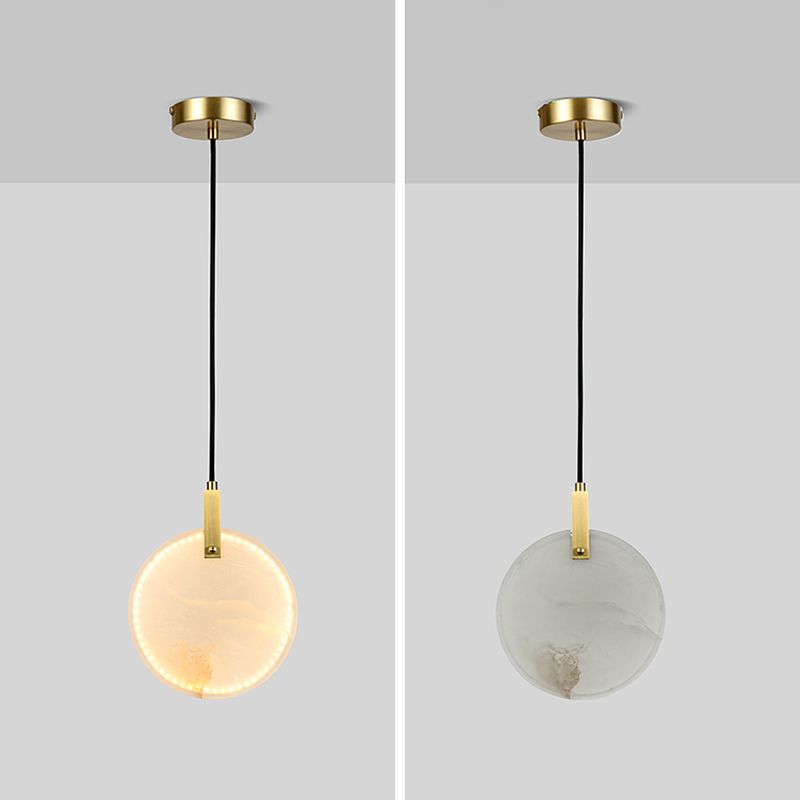 Marble Circular Shrow Lights Style moderne 1 Light Hanging Mount Fixture