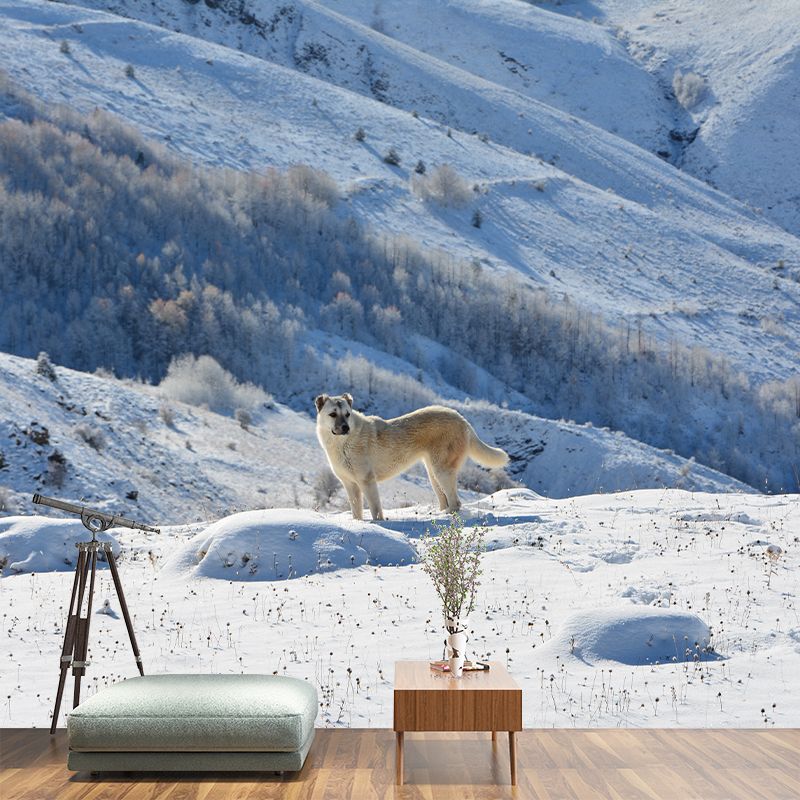 Nature Snow Mountain Wall Mural Mildew Resistant for Sitting Room Bedroom