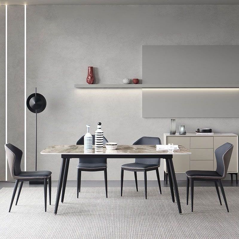 Sintered Stone Dining Table Rectangle 4 Legs Dinner Table for Dining Room