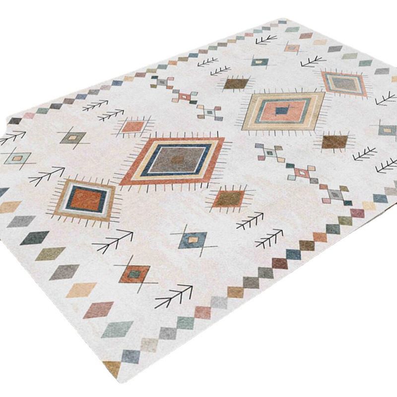 Beige Morocco Rug Polyester Graphic Rug Washable Rug for Drawing Room