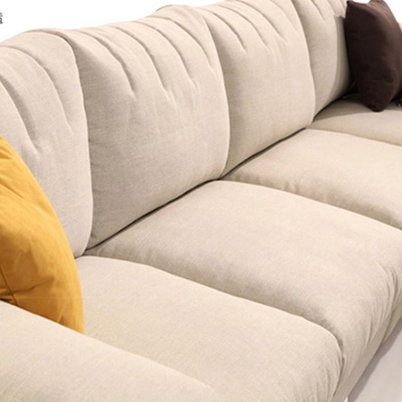 Modern Cotton Stationary Sofa 4-seat Square Arm Sofa & Chaise