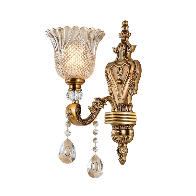 Bell Beldroom Mur Light Gifce Vintage Crystal Crystal 1 HEAD LASC MUR MUR ALIMENTATION