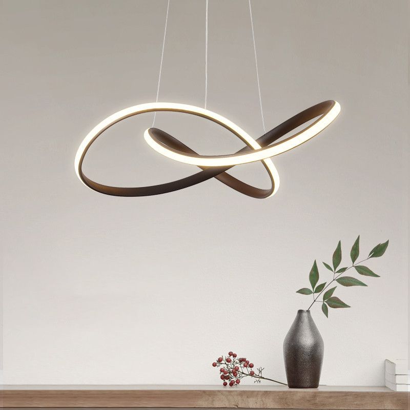 Silicone Linear LED Hanging Lamp in Modern Simplicity Lacquered Aluminium Chandelier for Dining Room