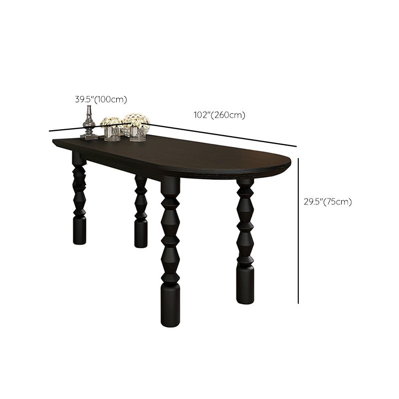 Modern Style Dining Table Solid Wood Dining Room Table in Black