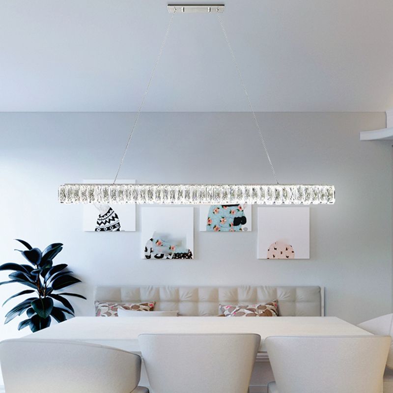 Nordic Style Crystal Hanging Lamp Rectangle Shape Island Light Fixture for Living Room